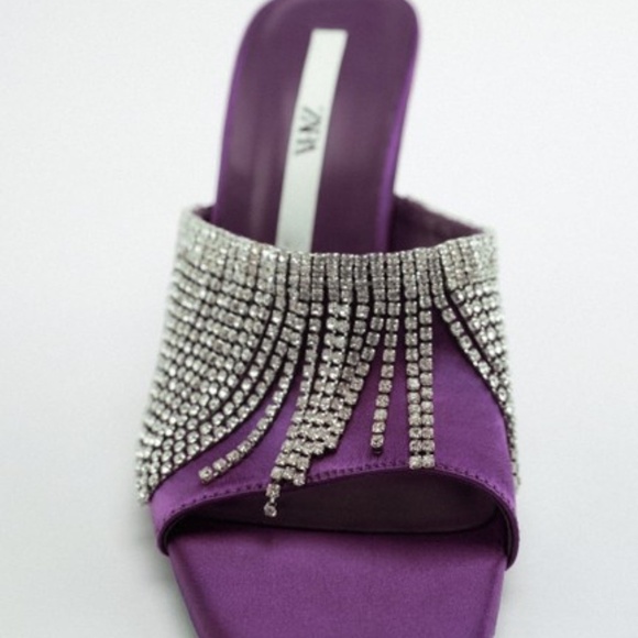 ZARA - Rhinestone Sparkly Heeled Sandals Purple BNWT - Picture 2 of 4